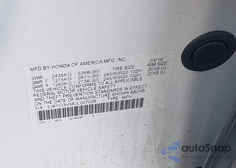 2018 Acura Mdx Technology Package Acurawatch Plus Pkg из США, поврежденный, VIN 5J8YD3H58JL007028